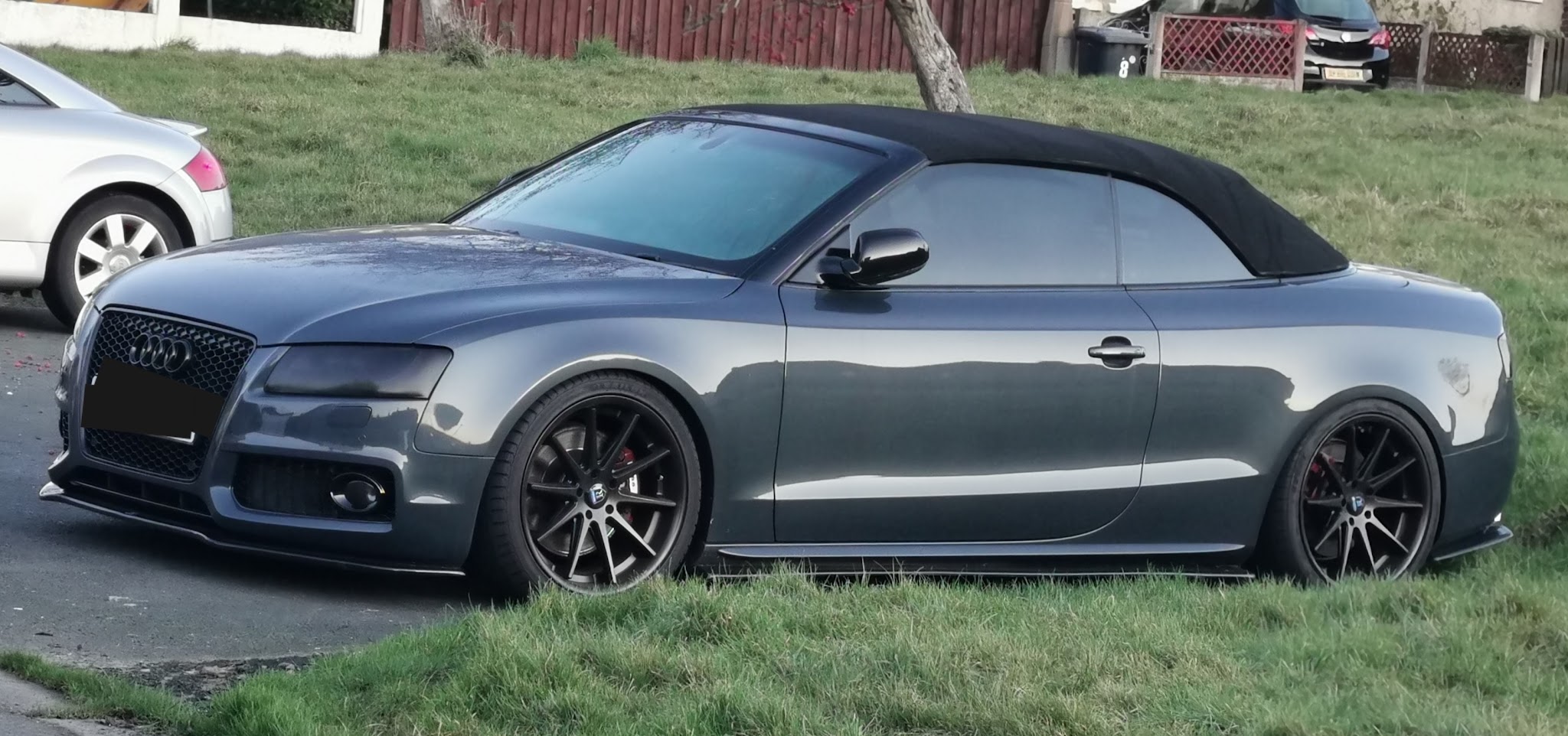 Grey Audi A5 cabriolet, front three-quarter view